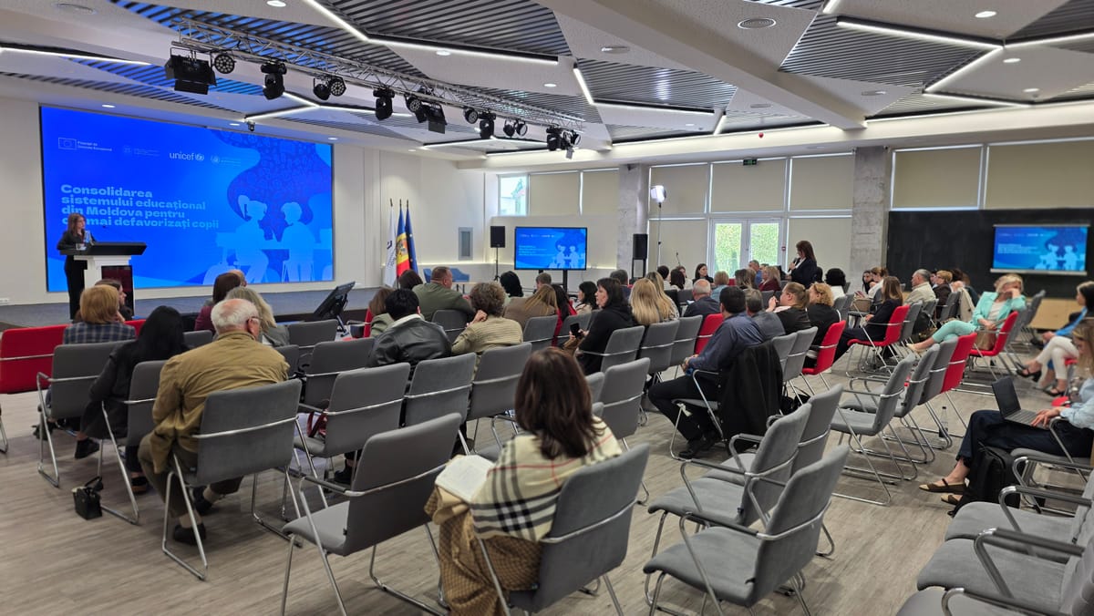 UNICEF education event, with a large audience